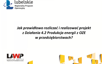 Relacja z webinaru pt. Jak prawidłowo rozliczać i realizować projekt z Działania 4.2 Produkcja energii z OZE w przedsiębiorstwach?- prezentacje