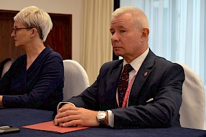 Na zdjęciu podczas spotkania Starosta Kraśnicki Andrzej Rolla oraz Radna Sejmiku Województwa Lubelskiego Anna Baluch.