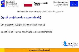 Szablon tablicy informacyjnej i pamiątkowej dla projektu sfinansowanego w ramach instrumentu REACT-EU.