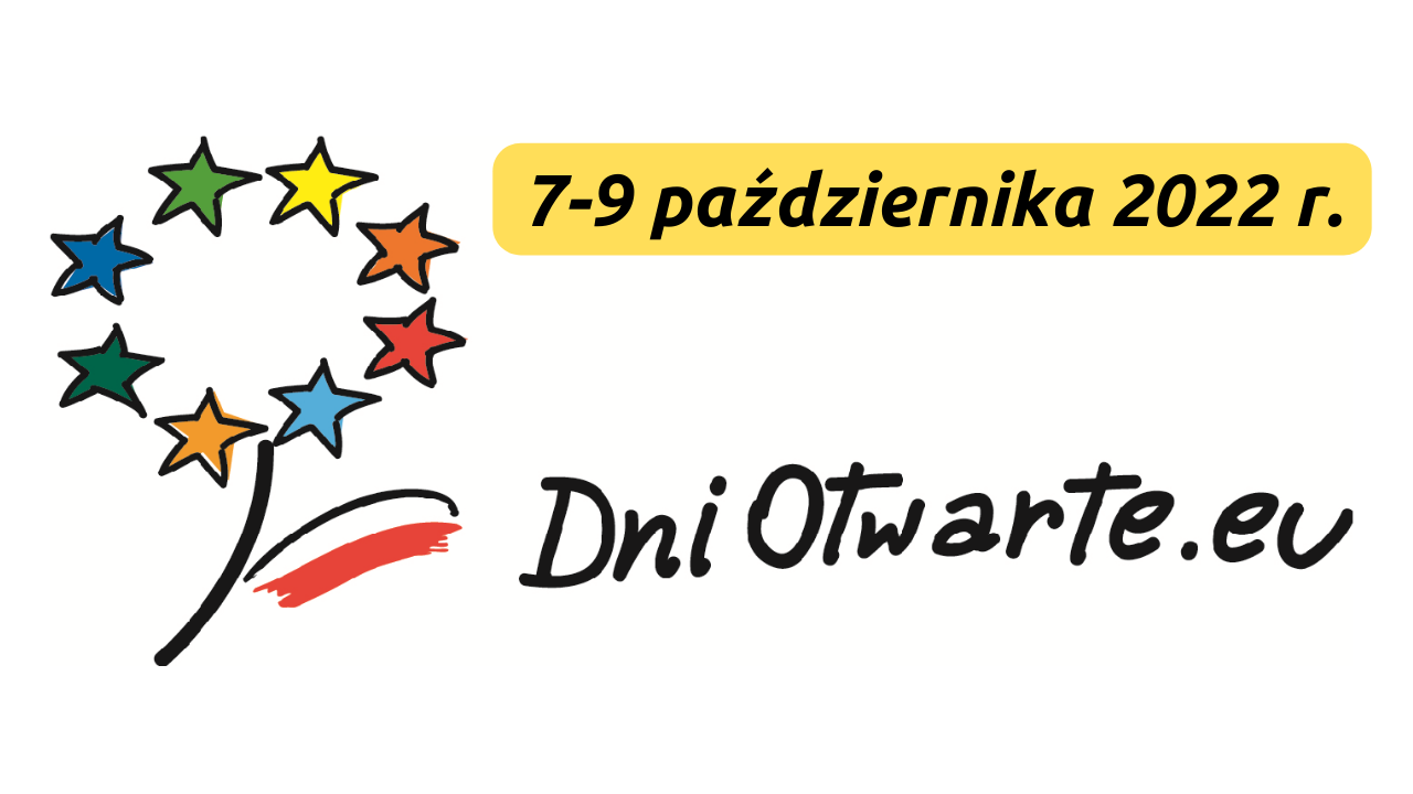 Logotyp Dni Otwartych Funduszy Europejskich z terminem ich organizacji - 7-9 października 2022 r.