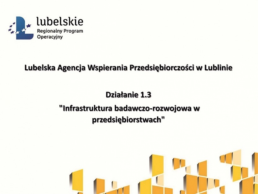 Szkolenie z działania 1.3 Infrastruktura badawczo-rozwojowa w przedsiębiorstwach